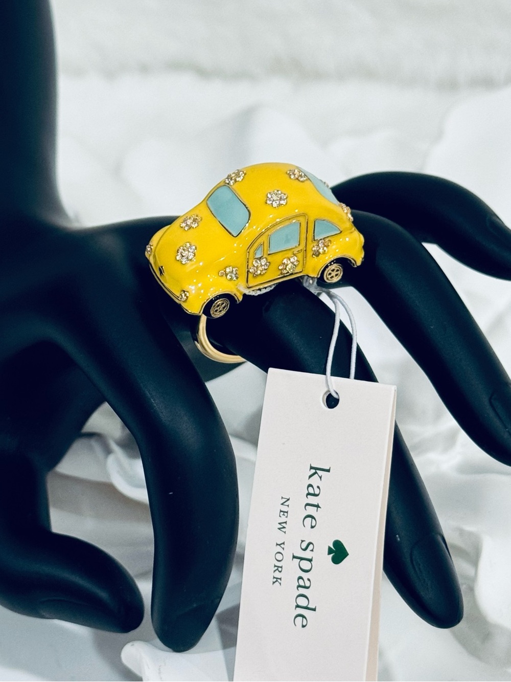 Kate Spade Car ring yellow beep fashion 3d car novelty amazing woman’s 7 NWT